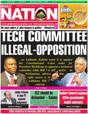 Cover of Daily Nation Newspaper