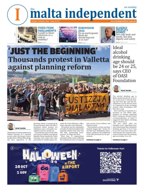 Cover of The Malta Independent on Sunday