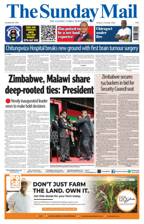 Cover of The Sunday Mail (Zimbabwe)