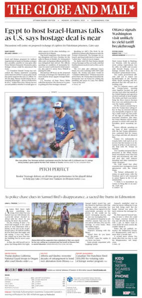 Cover of The Globe and Mail (Ottawa/Quebec Edition)