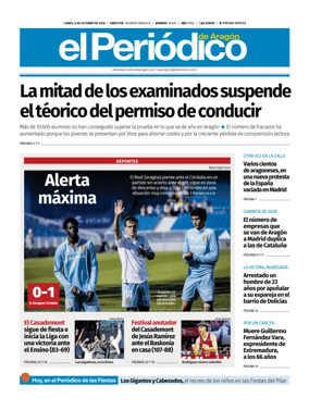 Cover of El Periódico Aragón