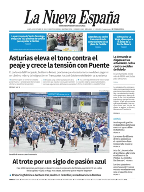 Cover of La Nueva España (Oviedo)