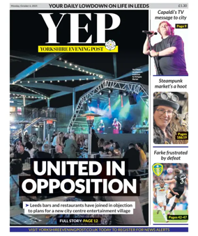 Cover of Yorkshire Evening Post