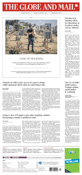 Cover of The Globe and Mail Metro (Ontario Edition)