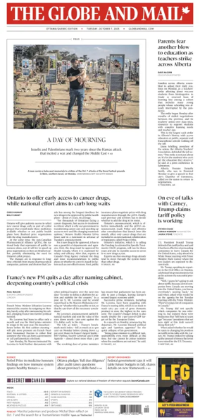 Cover of The Globe and Mail (Ottawa/Quebec Edition)