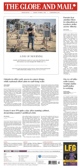 Cover of The Globe and Mail (Prairie Edition)