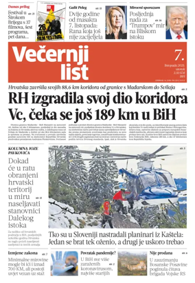 Cover of Večernji list BiH