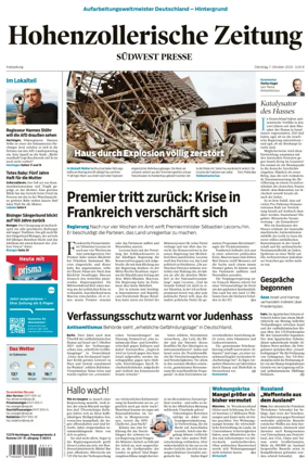 Cover of Hohenzollerische Zeitung