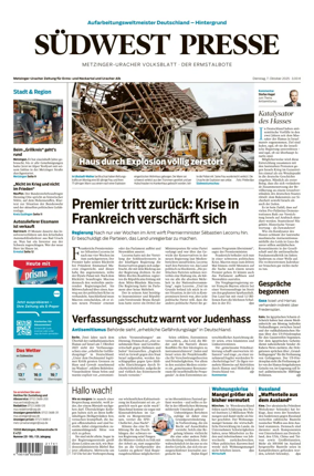 Cover of Südwest Presse (Metzinger Uracher Volksblatt / Der Ermstalbote)