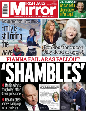 Cover of Irish Daily Mirror