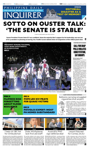 Cover of Philippine Daily Inquirer