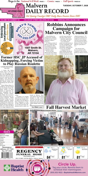 Cover of Malvern Daily Record