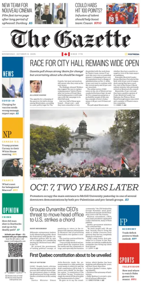 Cover of Montreal Gazette