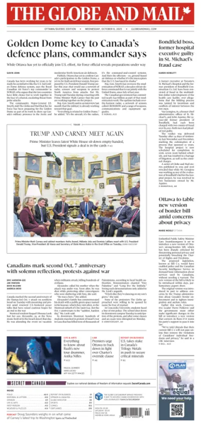 Cover of The Globe and Mail (Ottawa/Quebec Edition)