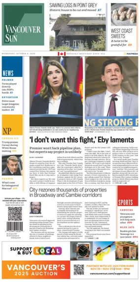 Cover of Vancouver Sun