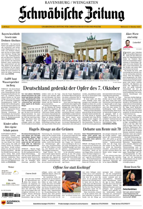 Cover of Schwaebische Zeitung (Ravensburg / Weingarten)