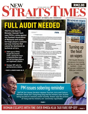 Cover of New Straits Times