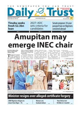 Cover of Daily Trust