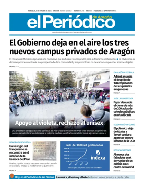 Cover of El Periódico Aragón