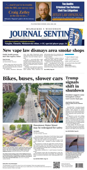 Cover of Milwaukee Journal Sentinel