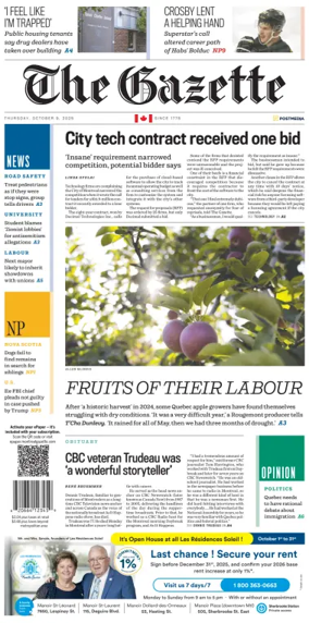 Cover of Montreal Gazette