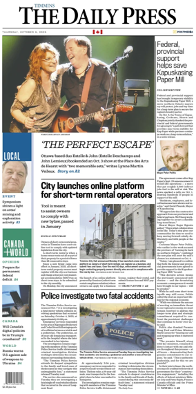 Cover of The Daily Press (Timmins)