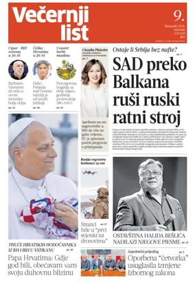 Cover of Večernji list BiH