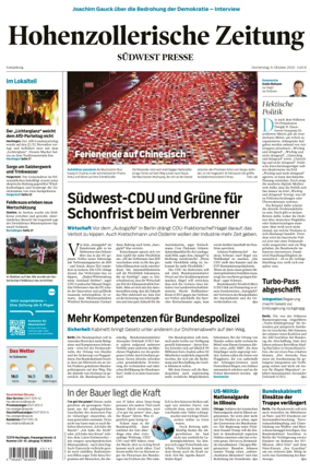 Cover of Hohenzollerische Zeitung