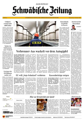 Cover of Schwaebische Zeitung (Alb-Donau)