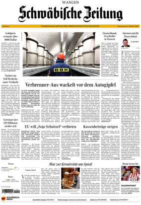 Cover of Schwaebische Zeitung (Wangen)