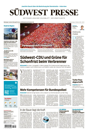 Cover of Südwest Presse (Metzinger Uracher Volksblatt / Der Ermstalbote)