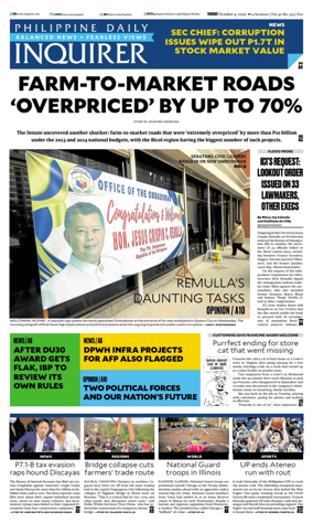 Cover of Philippine Daily Inquirer