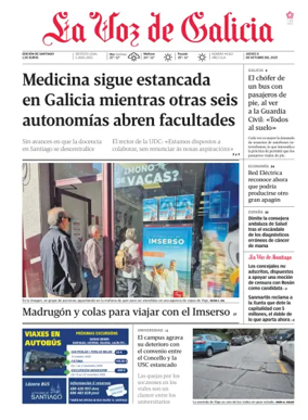 Cover of La Voz de Galicia (Santiago)