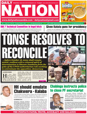 Cover of Daily Nation Newspaper