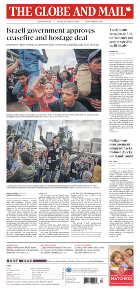 Cover of The Globe and Mail (Prairie Edition)