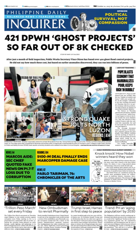 Cover of Philippine Daily Inquirer