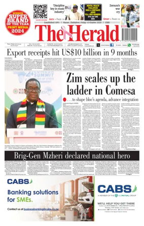 Cover of The Herald (Zimbabwe)