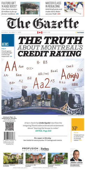 Cover of Montreal Gazette