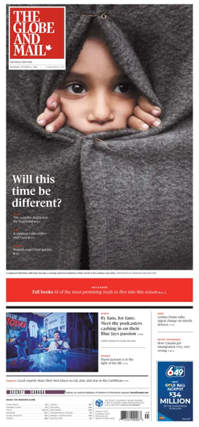 Cover of The Globe and Mail Metro (Ontario Edition)