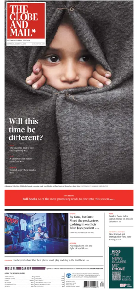 Cover of The Globe and Mail (Ottawa/Quebec Edition)