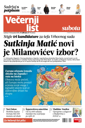Cover of Vecernji list - Hrvatska