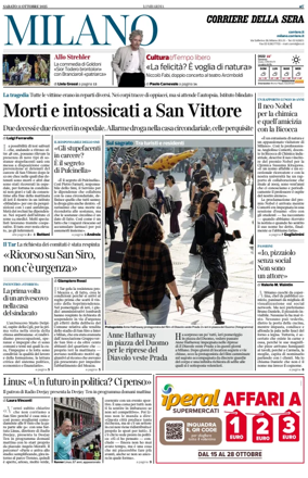 Cover of Corriere della Sera (Milano)