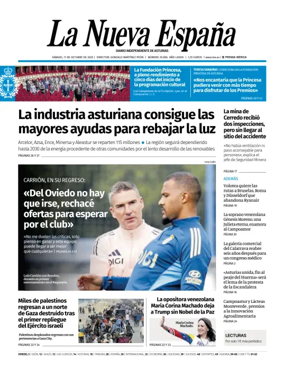 Cover of La Nueva España (Oviedo)