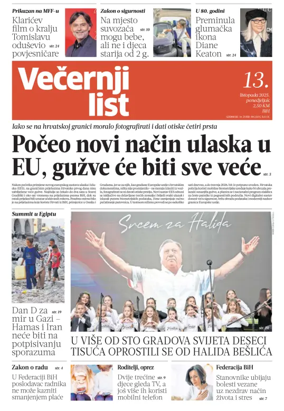 Cover of Večernji list BiH