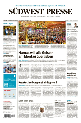 Cover of Südwest Presse (Metzinger Uracher Volksblatt / Der Ermstalbote)