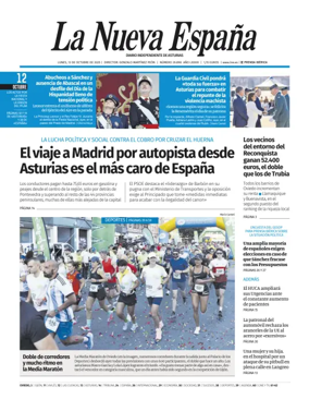Cover of La Nueva España (Oviedo)