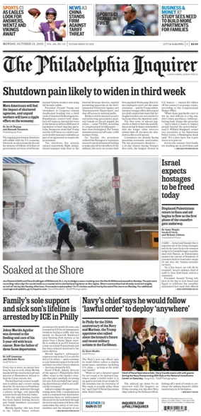 Cover of The Philadelphia Inquirer (South Jersey edition)