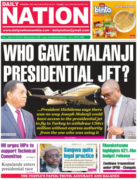 Cover of Daily Nation Newspaper