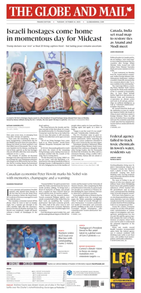 Cover of The Globe and Mail (Prairie Edition)