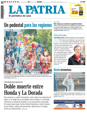 Cover of La Patria (Colombia)